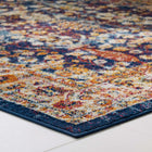 Modway - Entourage Jessa Treillis floraux vintage vieillis Tapis de comédie 8 pi l x 10 pi L - Bleu Orange Jaune Rouge-Dessous en caoutchouc de prise