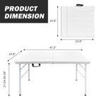 Homy Casa 4 ft Wood-Grain Portable Plastic Foldable Table with 4 adjustable Heights - White-The foldable design saves space when the table is stored