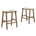 Modway - Saoirse Tabouret de comptoir en corde tissée en bois - Noyer naturel - Ensemble de 2-Corde tressée