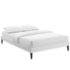Modway Tessie Vinyl Queen Bed Frame with Squared Tapered Legs - White-Ten Wood Support Slats