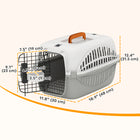 PawHut 19" L Plastic Airline Approved Pet Carrier - Grey-Thick PP shell and steel door with dual locks prevent escapes 