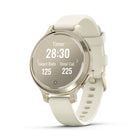 Garmin - Lily 2 Active Lunar Gold avec bracelet en silicone osseux-Le GPS intégré suit de nombreuses activités de plein air ; De plus, obtenez des applications sportives pour le yoga, le Pilates, le cardio, la danse, le golf et bien plus encore