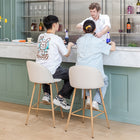 Homy Casa 26'' Counter Height Bar Stools with Beige Upholstered Fabric Seat- 2 Pack-Integrated Footrest: Includes a built-in footrest for enhanced comfort and support.