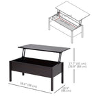 HOMCOM 39" Modern Lift Top Coffee Table with Hidden Storage Compartment - Coffee-Colour: Coffee