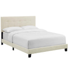 Modway Amira Upholstered Fabric Queen Bed - Beige-Padded Button-Tufted Headboard