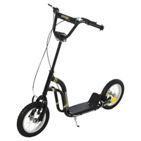 Aosom - Trottinette pour jeunes avec roue en caoutchouc gonflable de 12 po - noir-Roues en caoutchouc avant et arrière de Ф12 po (30,5 cm) pour une conduite en douceur 