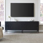 Hudson&Canal Campello TV Stand for TV's up to 78" - Black Grain-Constructed of sturdy steel and MDF materials in a handcrafted black grain finish