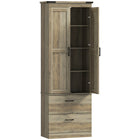 HOMCOM 67" H Tall Kitchen Pantry Cabinet with Adjustable Shelves - Coffee Brown-Four-tier cabinet and two drawers maximize storage space 