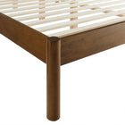Modway Olea Channel Tufted Boucle Solid Wood Full Platform Bed - Feather Walnut-Assembly Required