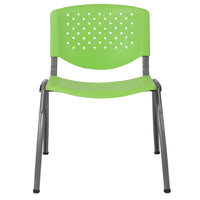Flash Furniture HERCULES Series Green Plastic Stack Chair with Titanium Frame-Multipurpose Stack Chair