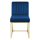 Modway Carriage Channel Tufted Sled Base Performance Velvet Dining Chair - Gold/Navy-Dense Foam Padding
