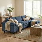 HOMCOM - Canapé sectionnel en forme de L avec assise profonde et ottoman - bleu-L’assise de 35,4 po de large et 28,3 po de profondeur offre beaucoup d’espace pour une détente totale 