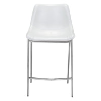 Zuo Magnus Counter Stool - White/Silver - Set of 2-Plush and durable faux leather fabric