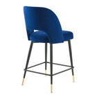 Modway Rouse Performance Velvet Counter Stool - Navy-Mid-Century Modern Design
