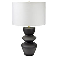 Hudson&Canal - Lampe de table Cassian 63 cm de haut avec abat-jour en tissu - Noir mat/laiton/blanc-Design moderne et contemporain pour votre salon, espace de travail ou table de chevet