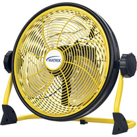 Matrix Industrial - Ventilateur rechargeable de 12" pour l'intérieur/extérieur avec port USB-Comprend une batterie au lithium-ion et un câble de recharge