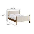 Modway Maven Queen Size Fabric Upholstered Platform Bed - Ivory Walnut-8
