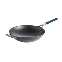 Tramontina - Ember Wok ouvert en acier au carbone de 12,5 po – Finition huilée naturelle – Poignée en silicone amovible-Carbonisé au nitro avec finition à l’huile naturelle