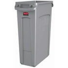 Rubbermaid Commercial Slim Jim Garbage Cans with Venting Channels - 23-Gallon - Gray-Venting channels make liner removal easy