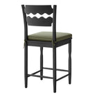 Modway - Jax Bois de chêne Tabouret de comptoir avec dossier ondulé en rasoir et coussin in Sauge Noire-Civières latéraux solides