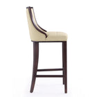 Manhattan Comfort - Tabouret de bar Fifth Avenue 19" traditionnel rembourré en similicuir - crème et noyer - lot de 2-Hauteur du siège : 31,5 po