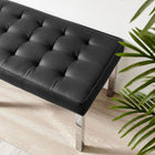 Modway Loft Tufted Vegan Leather Bench - Silver/Black-Biscuit Tufting