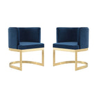 Manhattan Comfort - Lot de 2 chaises de salle à manger modernes Aura 62 cm, revêtement en velours bleu royal et laiton poli-Chaise de salle à manger moderne parfaite pour la salle à manger et le salon d’appoint Lot de 2