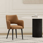 Manhattan Comfort - Chaise de salle à manger moderne Tremont 58 cm avec accoudoirs, revêtement en similicuir - couleur Saddle-Structure et pieds en acier noir entièrement soudés pour l’élégance et la durabilité