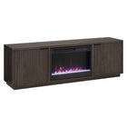 Hudson&Canal - Meuble TV Mansfield avec foyer en cristal de 66 cm pour téléviseurs jusqu'à 198 cm - Alder Brown-Comprend une cheminée électrique avec un lit de flammes en cristal et deux armoires fermées avec 4 étagères pour un grand espace de rangement
