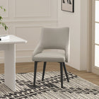 Manhattan Comfort Tremont 21.7" Modern Leatherette Upholstered Dining Chair - Stone-Fully Welded Sleek Black Steel Frame and Legs For Fashion and Durability