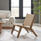 Modway - Saoirse Fauteuil d’accent en bois de corde tressée - Noyer naturel-Siège légèrement incliné