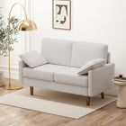 HOMCOM - Canapé 3 places 66,5 po en velours avec 2 coussins - blanc crème-Les ressorts ensachés et l’assise en mousse de 6,3 po (16 cm) offrent un confort quotidien résistant à l’affaissement   