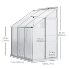Outsunny serre adossée en aluminium 6 pi x 4 pi avec lucarne de toit réglable, transparent- Panneaux en polycarbonate avec protection UV pour protéger vos plantes du soleil intense  
