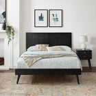 Modway Alana Wood Queen Platform Bed with Splayed Legs - Black-Rubberwood Legs