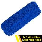 Gritt Commercial Microfiber Looped Dust Mop Pad Head - 24" x 5" - Blue-Easily launderable for increased longevity