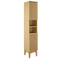 Modway Render Tall Narrow Bathroom Storage Cabinet - Oak-Tall Linen Storage Cabinet