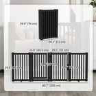 PawHut Free Standing Wooden 4 Panel Pet Gate with Door - Black-Flexible panels which can be arranged in different ways 