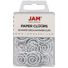 JAM Paper Circular Paper Clips - Round - White - 50 Pack-Colour: White Papercloops