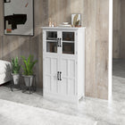 HOMCOM 23.6" L Storage Cabinet for Living Room - White-3-level adjustable shelves in each cabinet allow you to store larger items without worrying if they fit