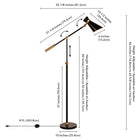 Hudson&Canal - Lampadaire Rex bicolore réglable en hauteur avec abat-jour en métal - Noir/Laiton/Noir-Dimensions du produit : 10" L x 31" l x 66" H