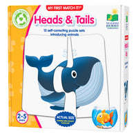 University Games The Learning Journey My First: Heads & Tails - Fun First Puzzle For Preschoolers - Animal Matching Puzzle For Toddles -Early Learning Animal Puzzle-Introduce key problem-solving skills