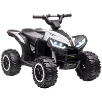 Aosom Kids 12V Battery Powered Ride-on ATV with Music, Headlights, High & Low Speed - White-Can handle multiple types of ground including grass, sand, pavement, brick, and wood 