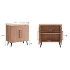 Manhattan Comfort Jodie 31.1" Mid-Century Modern Accent Cabinet - Maple-Manufactured Wood Ribbed Doors with Soft Close Features and Sleek Black Metal Handles