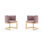Manhattan Comfort - Lot de 2 chaises de salle à manger modernes Aura 62 cm, revêtement en velours rose poudré et laiton poli-Chaise de salle à manger moderne parfaite pour la salle à manger et comme accent dans le salon Lot de 2