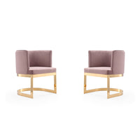 Manhattan Comfort - Lot de 2 chaises de salle à manger modernes Aura 62 cm, revêtement en velours rose poudré et laiton poli-Chaise de salle à manger moderne parfaite pour la salle à manger et comme accent dans le salon Lot de 2