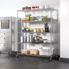 Seville Classics - Étagère en fil d'acier à 5 niveaux - 60 po L x 24 po l x 72 po H - Chromée-Les roues permettent un positionnement facile dans la cuisine, le garage ou le bureau