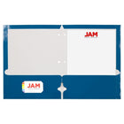 JAM Paper - Dossiers scolaires laminés brillants à 3 trous et à deux pochettes - bleu - Paquet de 6-Quantité : 6 dossiers par paquet | Un pour chaque sujet et projet