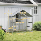 PawHut Walk-in Catio Outdoor Cat Enclosure with Waterproof Cover - 38" D x 79" W x 77" H - Silver-Enriched design with perches and hammock satisfies your cat's natural instincts 