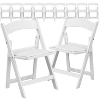 Flash Furniture 11 Pk. Kids White Resin Folding Chair with White Vinyl Padded Seat-Set of 11 Resin Folding Chairs