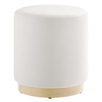 Modway Tilden 16" Round Performance Velvet Upholstered Ottoman - Alabaster/Natural-Performance Velvet Upholstery